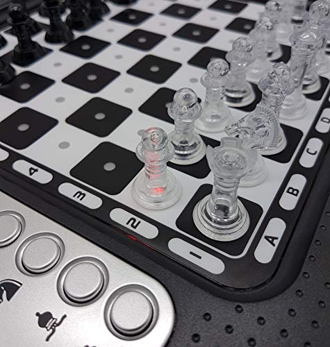 Lexibook Chessman® FX, Electronic Chess Game with Tactile Keyboard and Light and Sound Effects, 32 Pieces, 64 Levels of Difficulty, Family Board Game, Black/Grey, CG1335