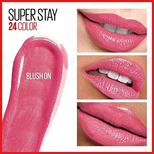 Maybelline Super Stay 24, 2-Step Liquid Lipstick Makeup, Long Lasting Highly Pigmented Color with Moisturizing Balm, Blush On, Pink, 1 Count