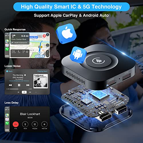 KAMING Wireless Carplay Adapter with Netflix and YouTube - 2023 HDMI Dongle The Magicc Box Carplay for Phone to Miracast and Stream Media to Your Car and TV, Apple Carplay Wireless Adapter and Android Auto