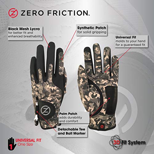 Zero Friction Men's Synthetic Golf Glove, Night Camouflage, Right Hand, One Size