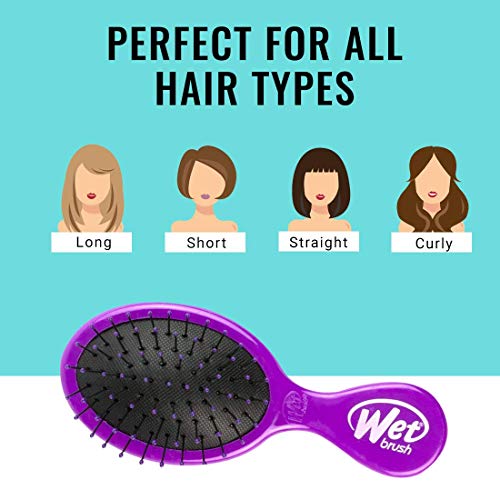 Wet Brush Squirt Detangler Hair Brushes - Purple - Mini Detangling Brush with Ultra-Soft IntelliFlex Bristles Glide Through Tangles with Ease - Pain-Free Comb for All Hair Types