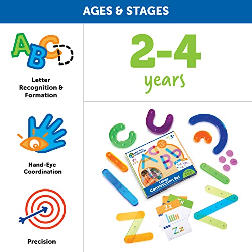 Learning Resources Letter Construction, Homeschool, School Activity Set, Play School, 60 Pieces, Ages 3+