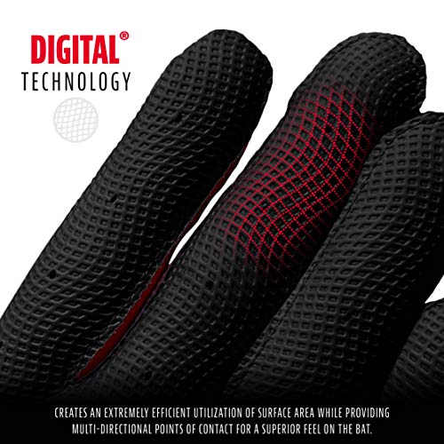 Franklin Sports MLB Digitek Baseball Batting Gloves - Gray/Red Digi - Adult Medium