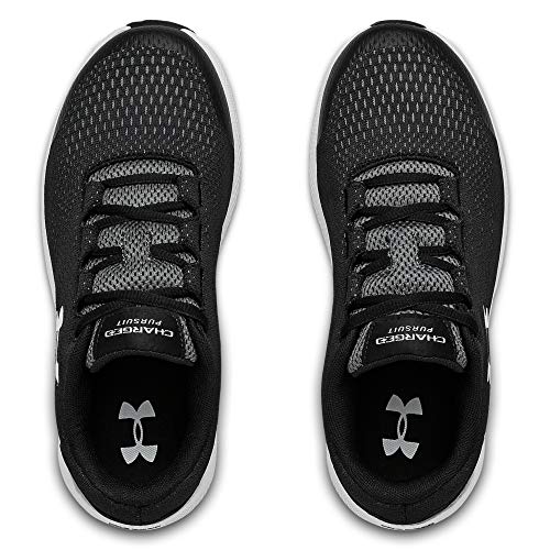 Under Armour Grade School Charged Pursuit 2 Running Shoe, Black (001)/White , 4