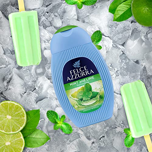 Felce Azzurra Mint And Lime - Refreshing Essence Shower Gel - Blended With Notes Of Musk, Jasmine Petals And Orchids - Intense Formula Leaves Skin Naturally Moisturized And Energized - 13.5 Oz