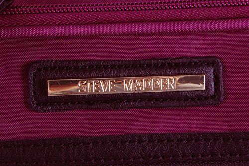 Steve Madden Designer Luggage Collection - Lightweight Softside Expandable Suitcase for Men and Women - Durable 20 Inch Carry On Bag with 4-Rolling Spinner Wheels (Peek-A-Boo Purple)