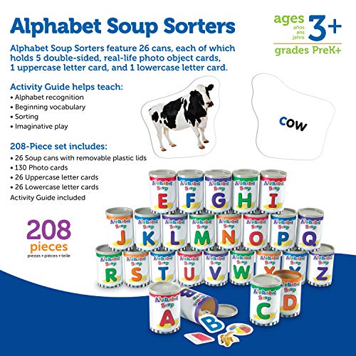 Learning Resources Alphabet Soup Sorters - 208 Pieces, Ages 3+, Early Phonics Manipulatives, ABCs, Alphabet Awareness and Recognition, Alphabet Soup Games