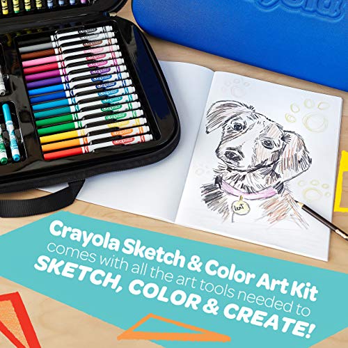 Crayola Sketch and Color (70pcs), Art Kit for Kids, Includes Coloring Kit, Art Case and Sketch Book, Gifts for Kids Ages 8+