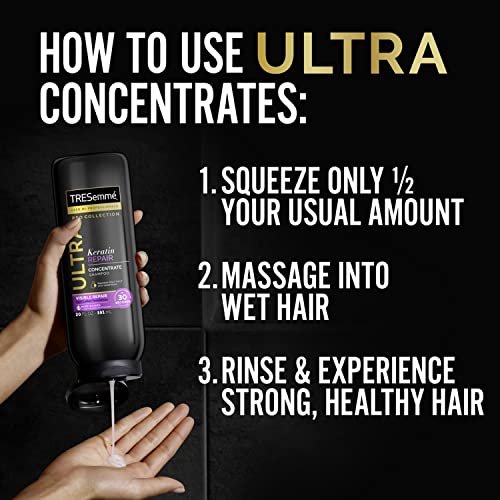 TRESemmé Ultra Keratin Repair Concentrate Shampoo for Damaged Hair, Visible Repair in 30 Seconds, Fast-Lather Technology and 2X More Washes 20 oz