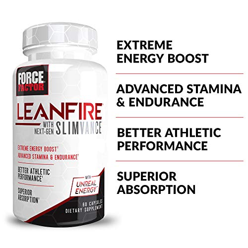 LeanFire with Next-Gen SLIMVANCE, Advanced Energy Pills with B Vitamins and Caffeine to Boost Metabolism, Enhance Focus, and Improve Workout and Fitness Performance, Force Factor, 60 Count (Pack of 3)