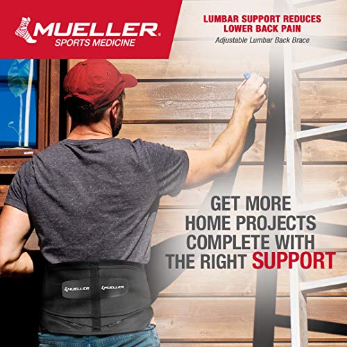 MUELLER Sports Medicine Lumbar Back Brace, Lower Back Support Belt, For Men and Women, Black, Plus Size (50-70 inches)