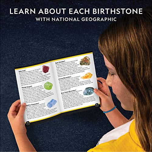 NATIONAL GEOGRAPHIC Birthstone Dig Kit - STEM Science Kit with 12 Genuine Birthstones, Includes a Real Diamond, Ruby, Sapphire, Pearl, and More, Dig Up Stunning Gemstones, Toys for Girls, Toys for Boys