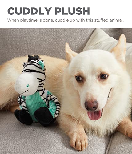 Charming Pet Pulleez Zebra Squeaky Plush Dog Toy with Ropes for Pull-Through Tugging Action