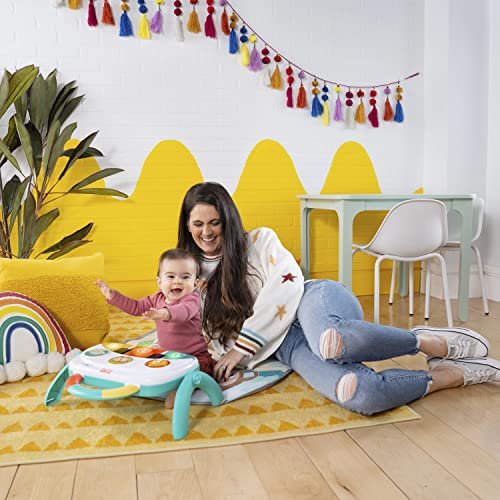 Bright Starts 4-in-1 Groovin’ Kicks Piano Gym, Tummy Time Play Mat and Activity Baby Toys, Green - Tropical Safari, Newborn to Toddler
