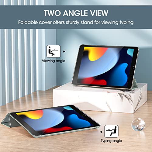 ProCase iPad 10.2 Case iPad 9th Generation 2021/ iPad 8th Generation 2020/ iPad 7th Generation 2019 Case, Slim Stand Hard Back Shell Protective Smart Cover Case for iPad 10.2 Inch -Lightgrey