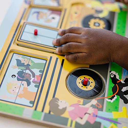 Melissa and Doug The Wheels on the Bus Sound Puzzle - School Bus Puzzle, Wooden Puzzle For Kids and Toddlers Ages 2+