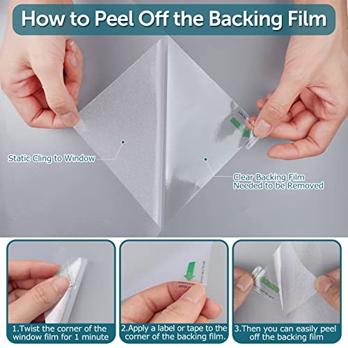 HIDBEA Frosted Window Privacy Film - Non Adhesive Static Cling glass Stickers Sun UV Blocking Heat Control Door Covering Decals for Home Office, 17.5 x 78.7 Inch