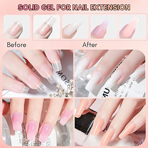 Makartt Solid Builder Nail Gel Kit Nail Extension,All in One Spring Hard Gel Nail Kit Gel Base Top Coat UV LED Nail Lamp Nail File Dual Forms Gel Picker Cuticle Pusher Silicone Molds Sculpting Brush