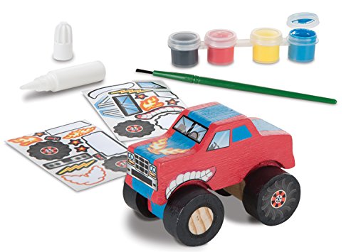 Melissa and Doug Created by Me! Paint and Decorate Your Own Wooden Vehicles Craft Kit For Kids 2 Pack – Monster Truck, Train