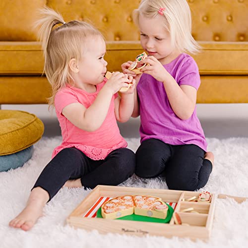 Melissa and Doug Wooden Pizza Play Food Set With 36 Toppings - Pretend Food And Pizza Cutter/ Toy For Kids Ages 3+