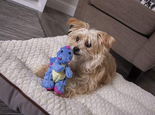 goDog Dragons Squeaker Plush Pet Toy for Dogs and Puppies, Soft and Durable, Tough and Chew Resistant, Reinforced Seams - Periwinkle, Small