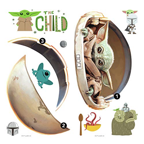 RoomMates RMK4655SCS The Mandalorian Baby Yoda Grogu Painted Peel and Stick Wall Decals