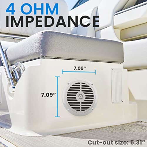 Pyle 6.5 Inch Dual Marine Speakers - 2 Way Waterproof and Weather Resistant Outdoor Audio Stereo Sound System with 120 Watt Power, Polypropylene Cone and Cloth Surround - 1 Pair - PLMR67W (White)