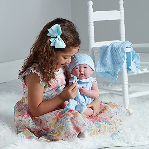 Anatomically Correct Real Boy Baby Doll | 15' All-Vinyl Baby Doll | JC Toys - La Newborn | Made in Spain | Comes With Blue Knit Outfit and Accessories | Designed by Berenguer | Ages 2+