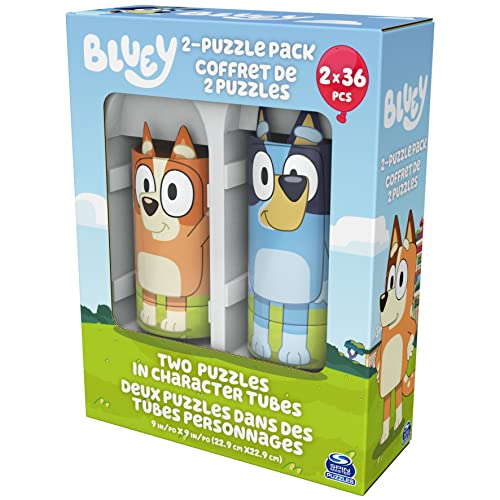 Bluey, 36 Piece Jigsaw Puzzle Two Pack Toy Gift Set with Easy to Store Tube Packaging, for Kids Aged 3 and up