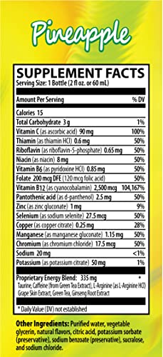 Zipfizz 2oz Energy Shot - Pineapple Flavor | Hydrating Electrolyte Drinks w/Liquid B12, Caffeine, Ginseng, and Vitamins | Low Carb, Gluten Free, Sugar Free Energy Drink (6 Pack)