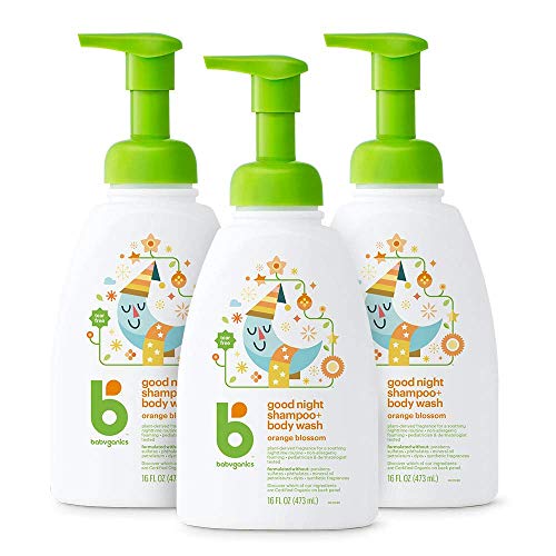 Babyganics Baby Shampoo + Body Wash Pump Bottle, Orange Blossom, Non-Allergenic and Tear-Free, 16 Fl Oz (Pack of 3), Packaging May Vary