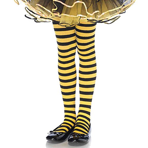 Leg Avenue's Children's Striped Tights, Black/Yellow, X-Large
