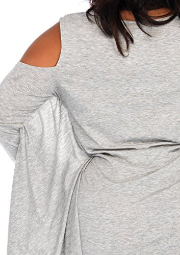 Leg Avenue Women's Casual Jersey Shirt Dress, Grey Ghost, 3X / 4X