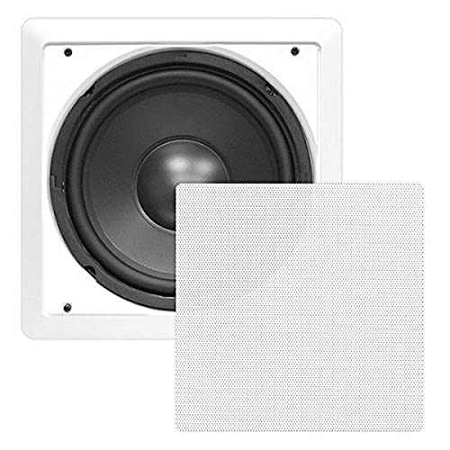 Pyle Ceiling Wall Mount Enclosed Speaker - 360 Watt Stereo In-wall / In-ceiling 10' Enclosed Full Range Subwoofer Speaker System - 40Hz-3kHz Frequency Response, 8 Ohm, Flush Mount PDIWS10 (White)