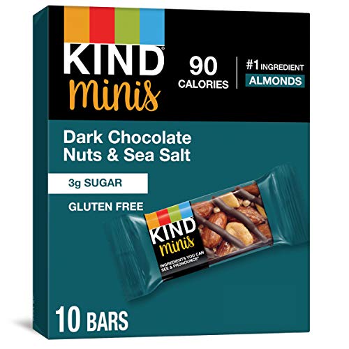 KIND Bar Minis, Dark Chocolate Nuts and Sea Salt, Gluten Free, 100 Calories, Low Sugar, 80 Count