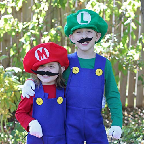 MOVINPE Super Mario Bros Mario and Luigi Hats Caps Mustaches Gloves Buttons Cosplay Costume
