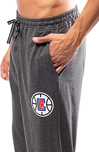Ultra Game NBA Los Angeles Clippers Mens Sleepwear Super Soft Pajama Loungewear Pants, Heather Gray, Medium