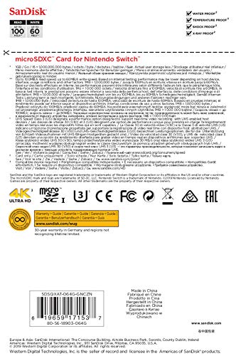 SanDisk 64GB microSDXC-Card, Licensed for Nintendo-Switch - SDSQXAT-064G-GNCZN