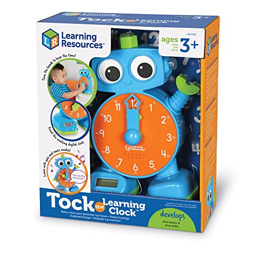 Learning Resources Tock The Learning Clock - 1 Piece, Ages 3+ Educational Talking and Teaching Clock, Toy Clock for Toddlers, Educational Toys for Kids