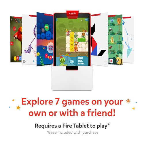 Osmo-Genius Starter Kit for Fire Tablet + Family Game Night-7 Educational Learning Games for Spelling,Math and more-Ages 6-10-STEM Toy Gifts- 6 7 8 9 10(Osmo Fire Tablet Base Included-Amazon Exclusive)