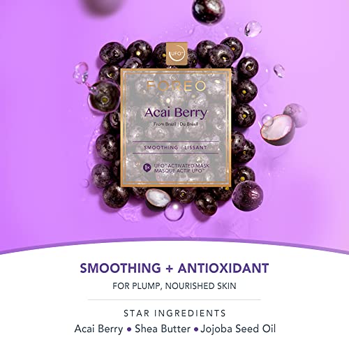FOREO UFO Activated Mask Treatment for Anti-Aging, Acai Berry, 6 Count (Pack of 1)