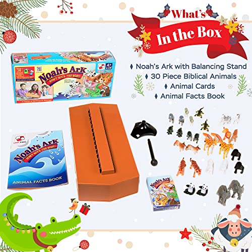 Noah's Ark Board Game, Don't Rock The Boat, Strategy Balancing Game, Hand-Eye Coordination, Religious Stacking Educational Board Game with Animal Toys