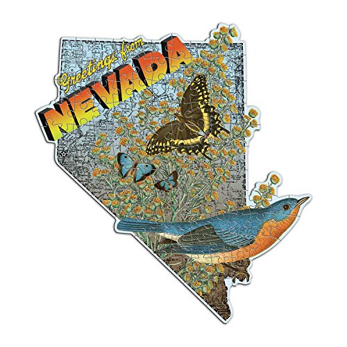 Wendy Gold Nevada Shaped Mini Puzzle, 100 Pieces, 8” x 9.75” – Die-Cut Jigsaw Puzzle Featuring Art by Bestselling Artist Wendy Gold – Makes a Great Gift Idea