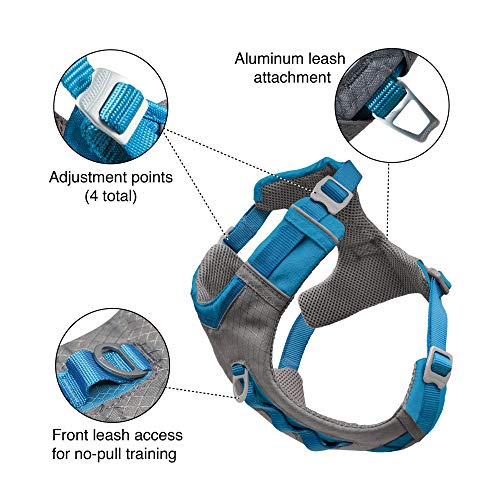 Kurgo Dog Harness for Large, Medium and Small Active Dog, Pet Hiking Harness for Running and Walking, Everyday Harnesses for Pets, Reflective, Journey Adventure and Air, Black/Grey