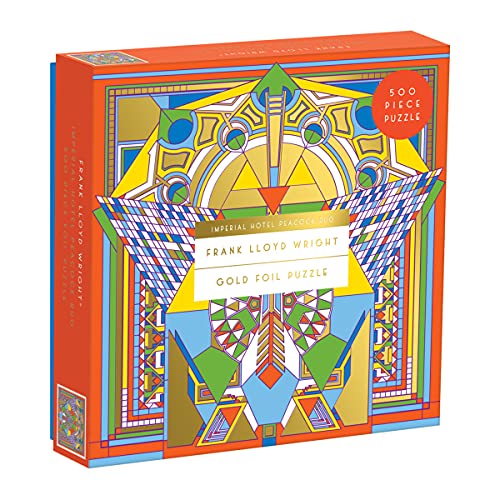 Galison 500 Piece Frank Lloyd Wright Imperial Hotel Peacock Rug Jigsaw Puzzle for Adults and Families, Frank Lloyd Wright Art Puzzle with Foil Wrapping for Shiny Effect, Multicolor (735357811)