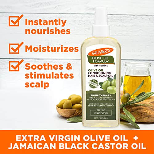 Palmers Olive Oil Formula Hair Conditioning and Scalp Oil Spray, Hydration and Shine Therapy for Dry or Damaged Hair, Promotes Scalp Health, 5.1 Oz (Pack of 2)