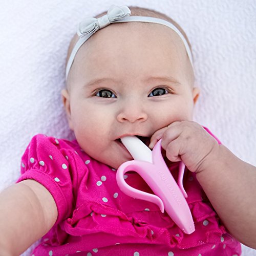 Baby Banana - Pink Banana Toothbrush, Training Teether Tooth Brush for Infant, Baby, and Toddler
