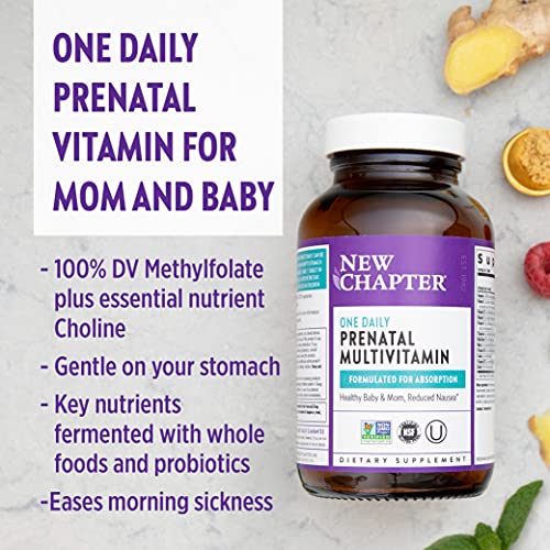 New Chapter Prenatal Vitamins Prenatal Multivitamin with Methylfolate + Choline for Healthy Mom Baby, One Daily, 90 Count