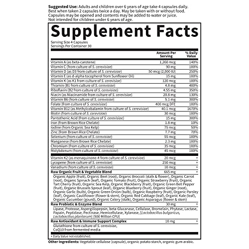 Garden of Life Multivitamin for Women, Men and Kids Age 6 and up, Vitamin Code Family Multi - 120 Vegetarian Capsules, Whole Food Vitamins, Food Blend and Probiotics, Gluten Free Dietary Supplements
