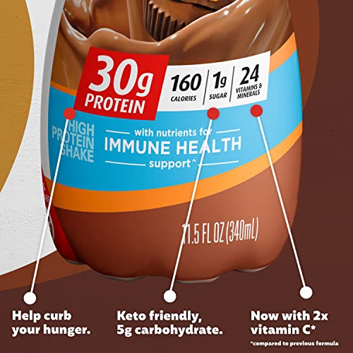 Premier Protein Shake, Chocolate Peanut Butter, 30g Protein, 1g Sugar, 24 Vitamins and Minerals, Nutrients to Support Immune Health, 11.5 Fl Oz, Pack of 12